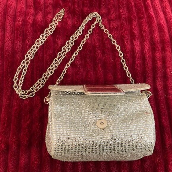 Gold Sequin Clutch Mini Handbag New - Picture 1 of 2